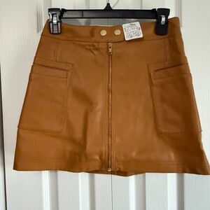Free People Tan A-Line Mini Skirt Casual